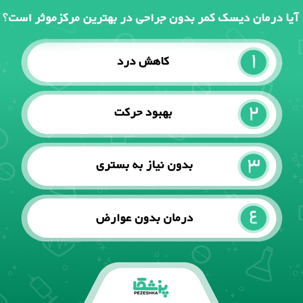 تجربه درمان دیسک کمر بدون جراحی در بهترین مرکز تهران