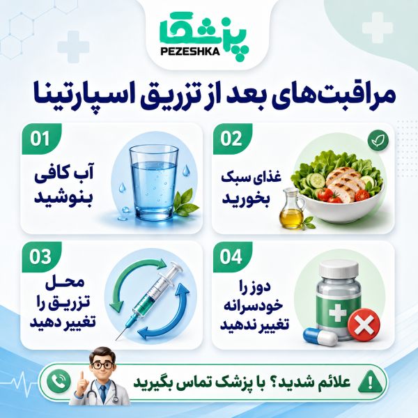 مراقبت های بعد تزریق اسپارتینا